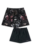 1111 - Skulls & Roses Reversible Shorts Black Flower Skull