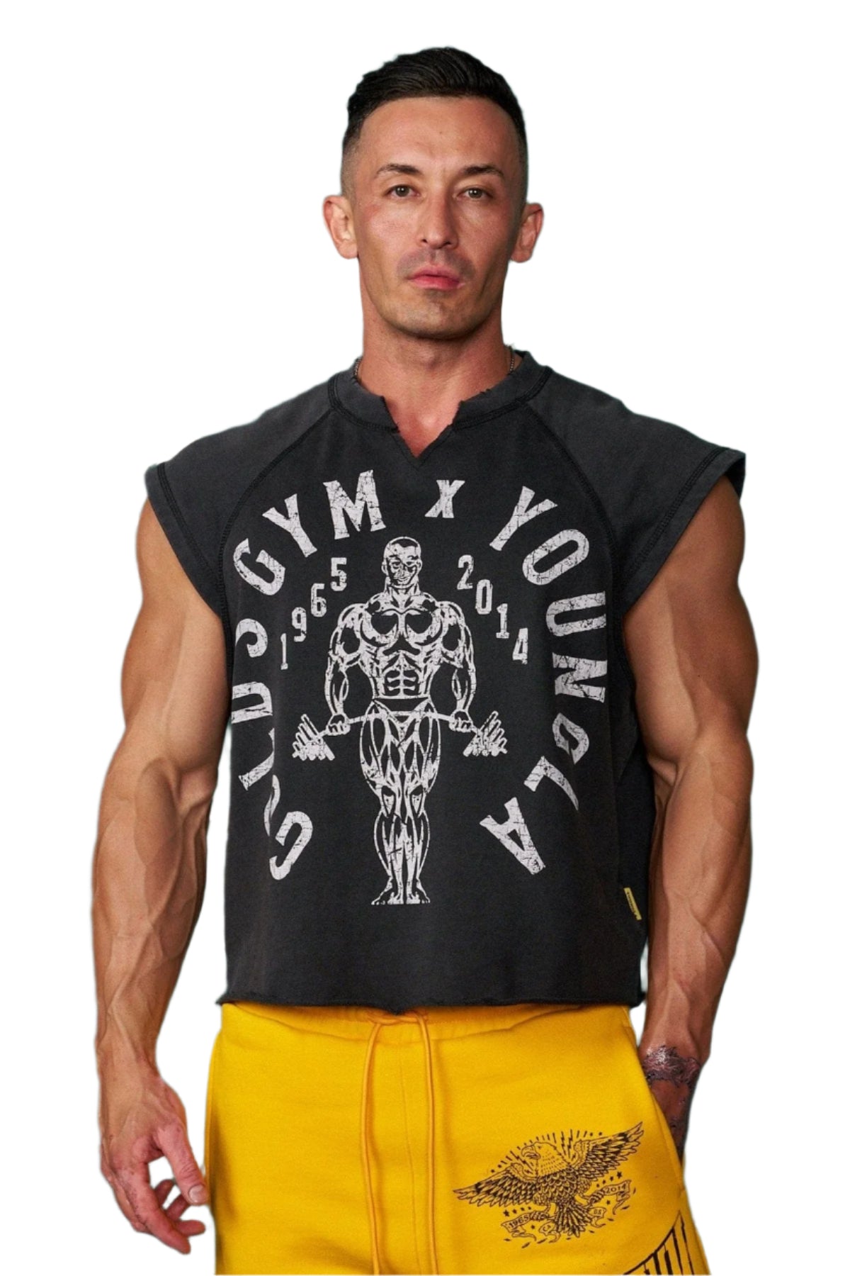 YOUNG LA 5069 - Golds Gym Vintage Cut Offs Black Wash