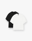 2 x Initial Boxy T-Shirt - Flat White & Black - Unmatched Kicks - REPRESENT