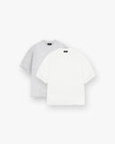 2 x Initial Boxy T-Shirt - Flat White & Ice Grey Marl - Unmatched Kicks - REPRESENT