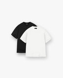 2 x Initial Oversized T-Shirt - Flat White & Black - Unmatched Kicks - REPRESENT