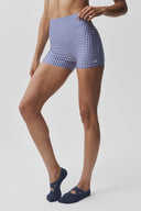 3" Airlift Gingham High-Waist Sleek Short Navy Gingham - Unmatched Kicks-ALO