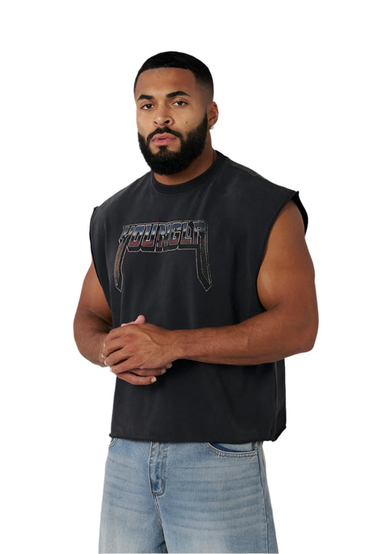 YOUNG LA 3015 - Vintage Biker Tanks Black Wash
