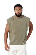 3022 - Anarchy Cropped Tanks Olive Wash - Unmatched Kicks - YOUNG LA