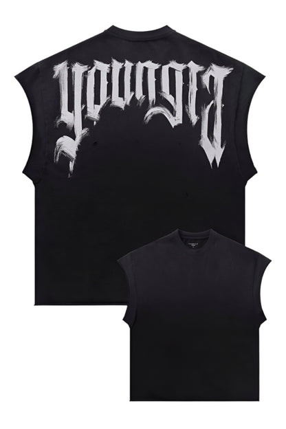 YOUNG LA 3056 - Drop Shoulder Cut-Offs Black Wash