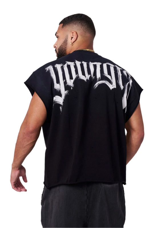 YOUNG LA 3056 - Drop Shoulder Cut-Offs Black Wash