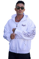 5232 - Tribal Stud Zip-Ups White