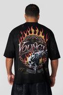 4008 - Ring of Fire Tees Black Wash - Unmatched Kicks - YOUNG LA