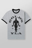 4009 - Golds Gym Ringer Tees Heather Grey