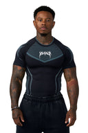 4065 - Warrior X Compression Tees black/Blue - Unmatched Kicks - YOUNG LA