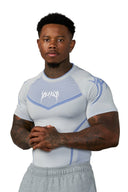4065 - Warrior X Compression Tees Grey/Blue - Unmatched Kicks - YOUNG LA