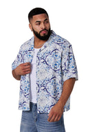 4093 - Mosaic Linen Button - Ups White Blue Mosaic - Unmatched Kicks - YOUNG LA