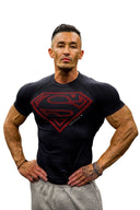 4117 - Superman Compression Tees Black/Red - Unmatched Kicks - YOUNG LA