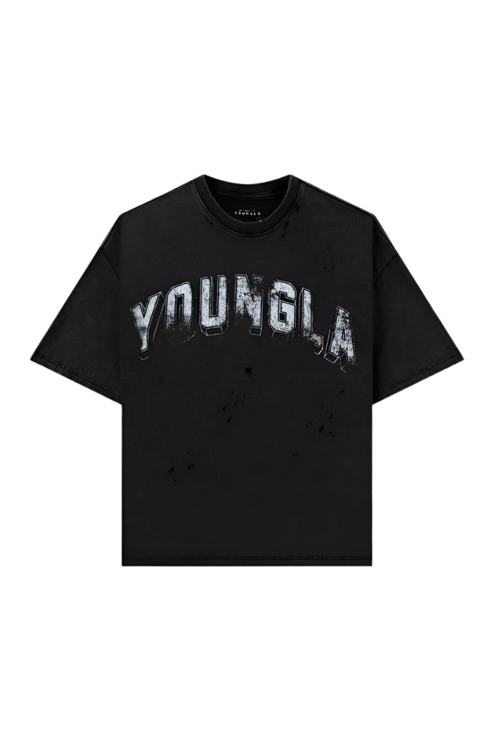YOUNG LA 4146 - Scuffed Cloud Tees Black Wash