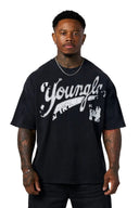 4182 - Distressed Script Black Wash - Unmatched Kicks - YOUNG LA