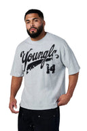 4182 - Distressed Script Heather Grey - Unmatched Kicks - YOUNG LA