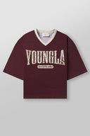 4187 - Varsity Football Cropped Burgundy