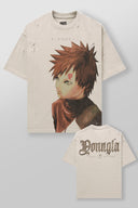 4318 - NARUTO DISTRESSED TEES Gaara - Unmatched Kicks-YOUNG LA