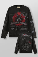 5256 - Looney Tunes Graffiti Crewnecks Allover Black Sketch - Unmatched Kicks-YOUNG LA