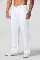 6049 - Linen Monaco Pants White - Unmatched Kicks - YOUNG LA
