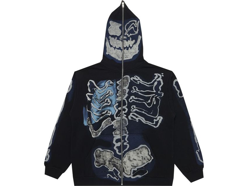 Cactus Jack by Travis Scott For Fragment Skeleton Graffiti Full Zip Hoodie 'Black'