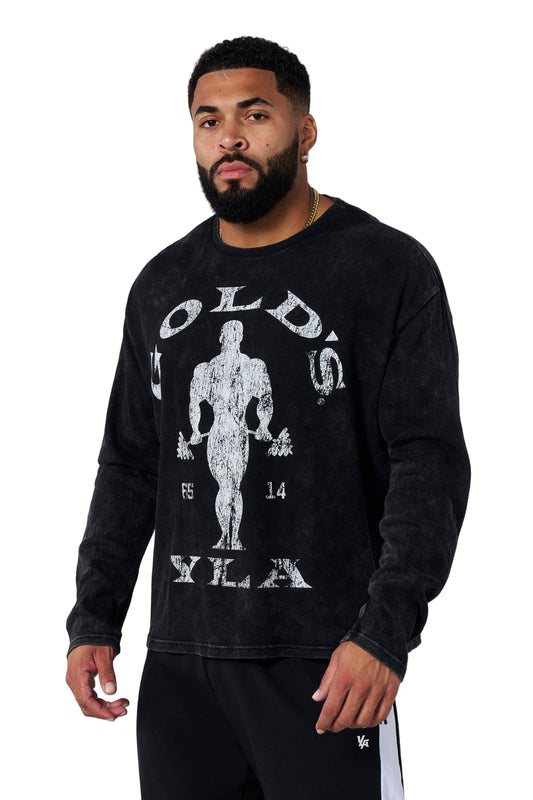 8047 - Gold's Gym Thermal Longsleeves Black Wash