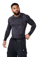 8066 - Superman Compression Longsleeves Charcoal - Unmatched Kicks - YOUNG LA