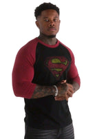 8072 - Superman 3/4 Raglan Shirts Black/Red - Unmatched Kicks - YOUNG LA