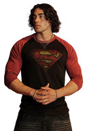 8072 - Superman 3/4 Raglan Shirts Black/Red