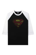 8072 - Superman 3/4 Raglan Shirts Black/White