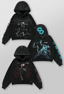 5015 - KAIJU NO. 8 GRAPHIC HOODIES BLACK/BLUE