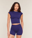 Poise Crew Neck Short Sleeve Top Indigo Purple