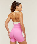 Colour Block Halter Neck Tank With Shelf Focus Pink/Soft White