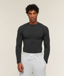 Cotton Seamless Long Sleeve T-Shirt muscle fit Black Marl