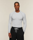 Cotton Seamless Long Sleeve T-Shirt muscle fit Soft Grey Marl