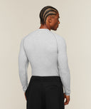 Cotton Seamless Long Sleeve T-Shirt muscle fit Soft Grey Marl