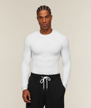 Cotton Seamless Long Sleeve T-Shirt muscle fit White Grey Marl