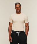 Cotton Seamless T-Shirt muscle fit Oat Marl