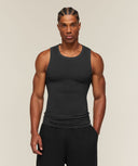 Cotton Seamless Sleeveless Top muscle fit Black Marl