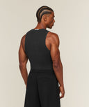 Cotton Seamless Sleeveless Top muscle fit Black Marl