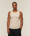 Cotton Seamless Sleeveless Top muscle fit Oat Marl