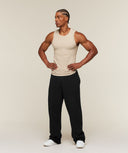 Cotton Seamless Sleeveless Top muscle fit Oat Marl