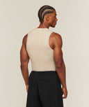 Cotton Seamless Sleeveless Top muscle fit Oat Marl