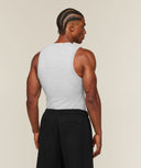 Cotton Seamless Sleeveless Top muscle fit Soft Grey Marl