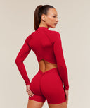 Dipped Long Sleeve 1/4 Zip Jacket Carmine Red
