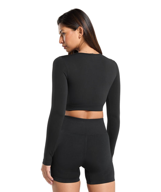 Everyday Seamless Long Sleeve Crop Top Black