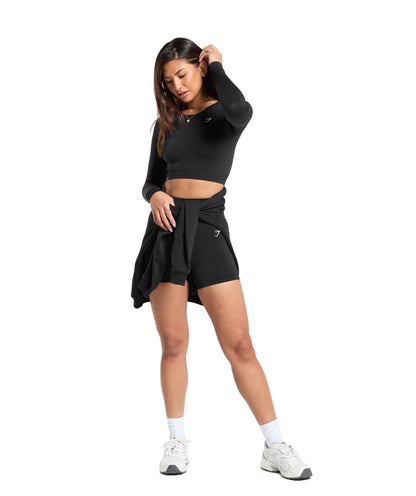 Everyday Seamless Long Sleeve Crop Top Black