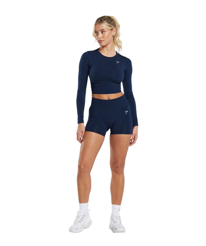 Everyday Seamless Long Sleeve Crop Top Navy