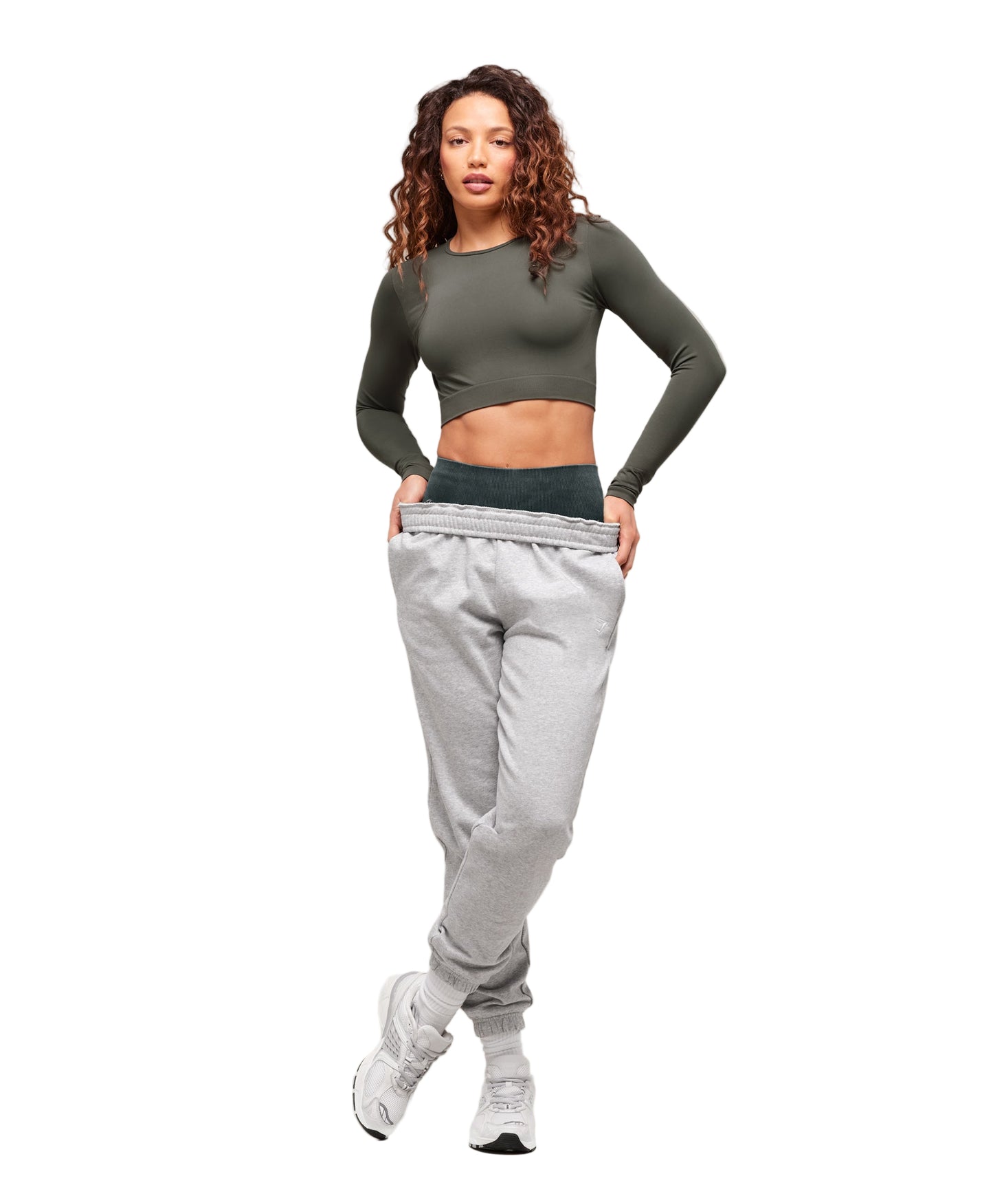 Everyday Seamless Long Sleeve Crop Top Strength Green