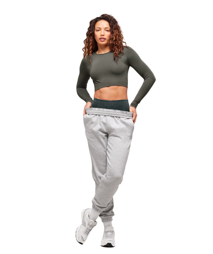 Everyday Seamless Long Sleeve Crop Top Strength Green